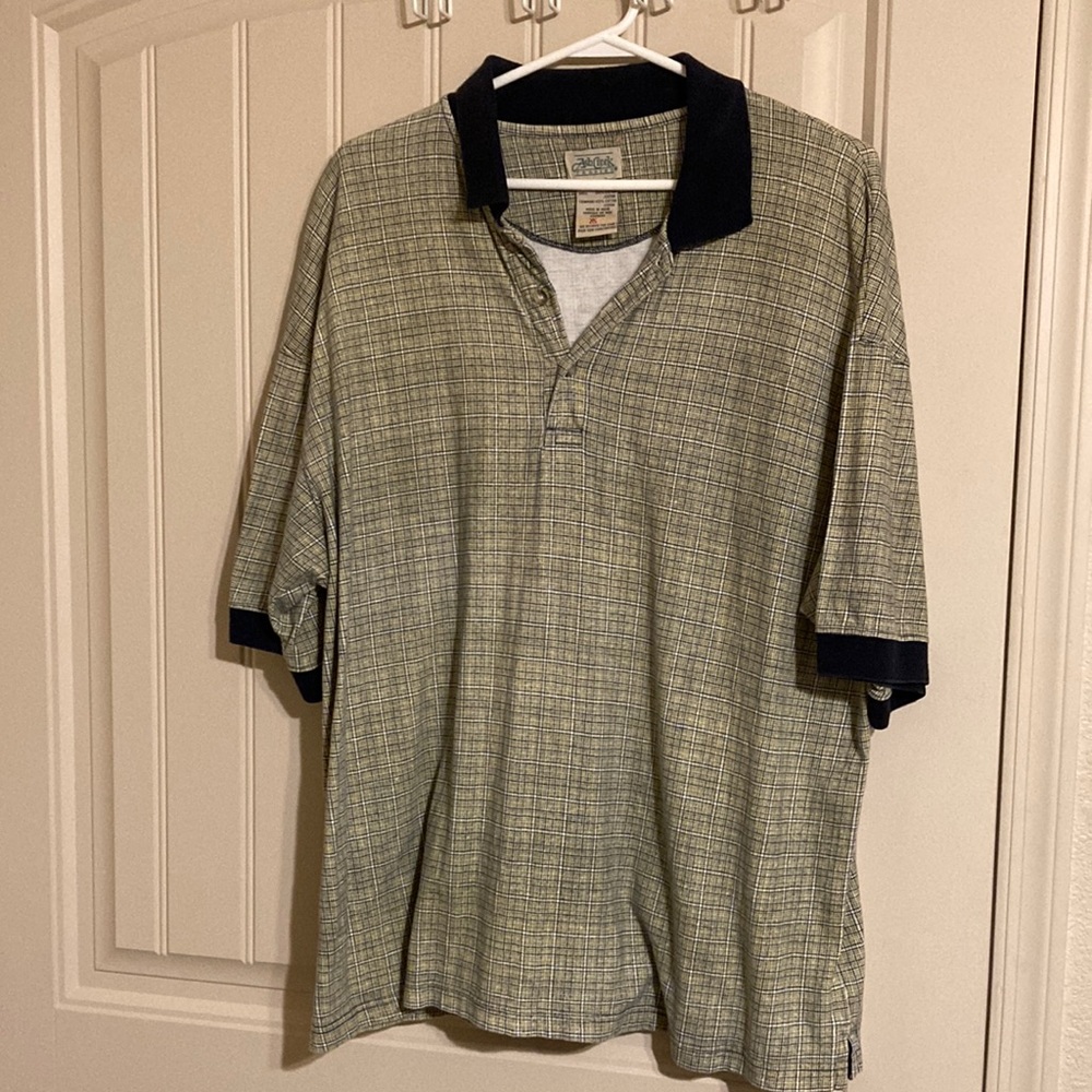 Ash Creek Trading Men’s Size XL Polo Shirt Checkered Ribbed Collar and Trim